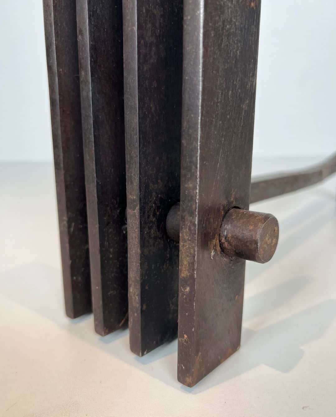 French Brutalist Steel Andirons, Mid-Century, 1950s - Image 12