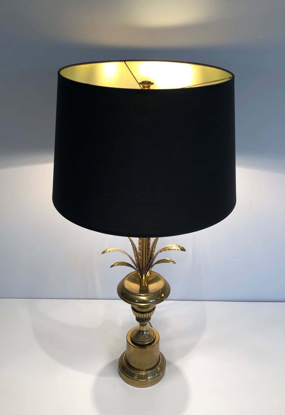 Palm Tree Brass Table Lamp, Manner of Maison Charles, circa 1970 - Image 12