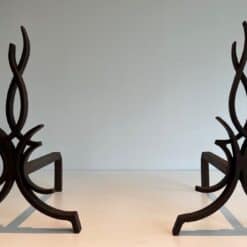Raymond Subes Attributed Wrought Iron Andirons - View of Pair - Styylish