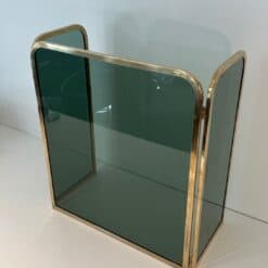 French Tinted Glass Fireplace Screen - Angled View Half-fold - Styylish