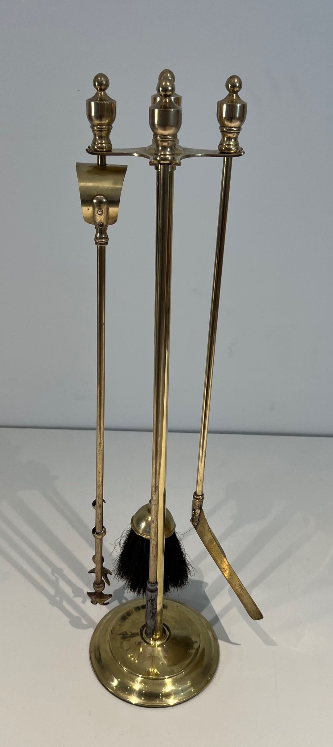 French Neoclassical Brass Fireplace Companion Set - Side View - Styylish