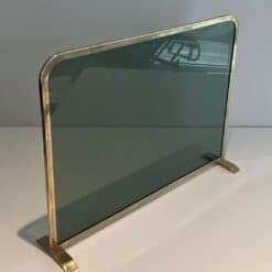 French Green Glass Fireplace Screen - Angled View - Styylish