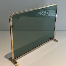 French Green Glass Fireplace Screen