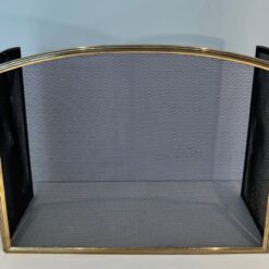 French Neoclassical Brass Fireplace Screen - Front Half-Folded View - Styylish