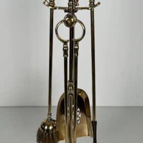 French Neoclassical Brass Fireplace Companion Set