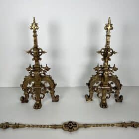 French Neo-Renaissance Bronze Fireplace Andirons