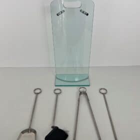 1970s French Tempered Glass Fireplace Companion Set