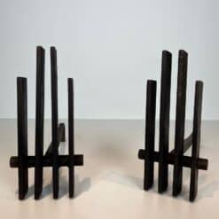 French Brutalist Steel Andirons, Mid-Century, 1950s - Image 3