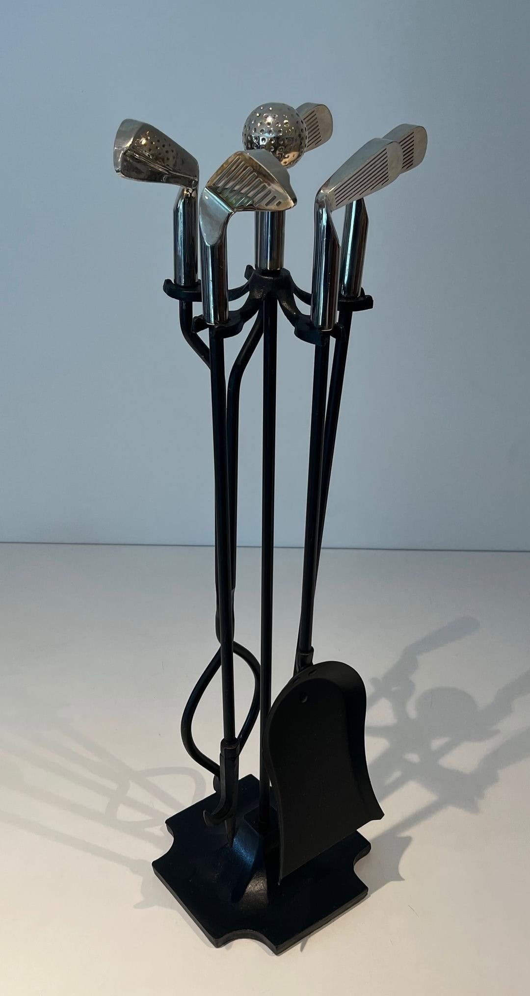 French Golf-Themed Fireplace Companion Set - Side View - Styylish