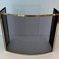 Curved French Brass Fireplace Screen - Front Folded View - Styylish