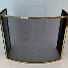Curved French Brass Fireplace Screen
