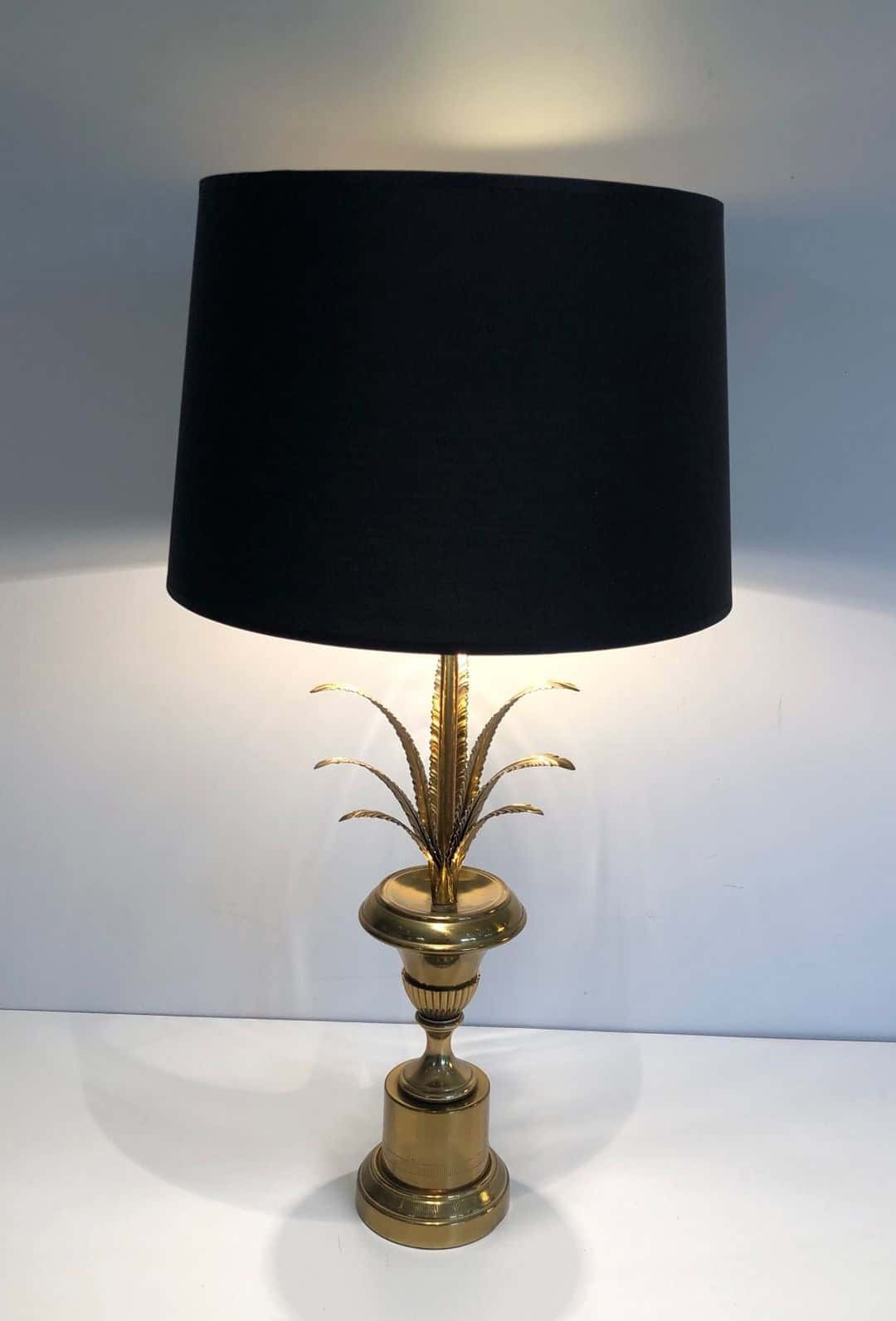 Palm Tree Brass Table Lamp, Manner of Maison Charles, circa 1970 - Image 3