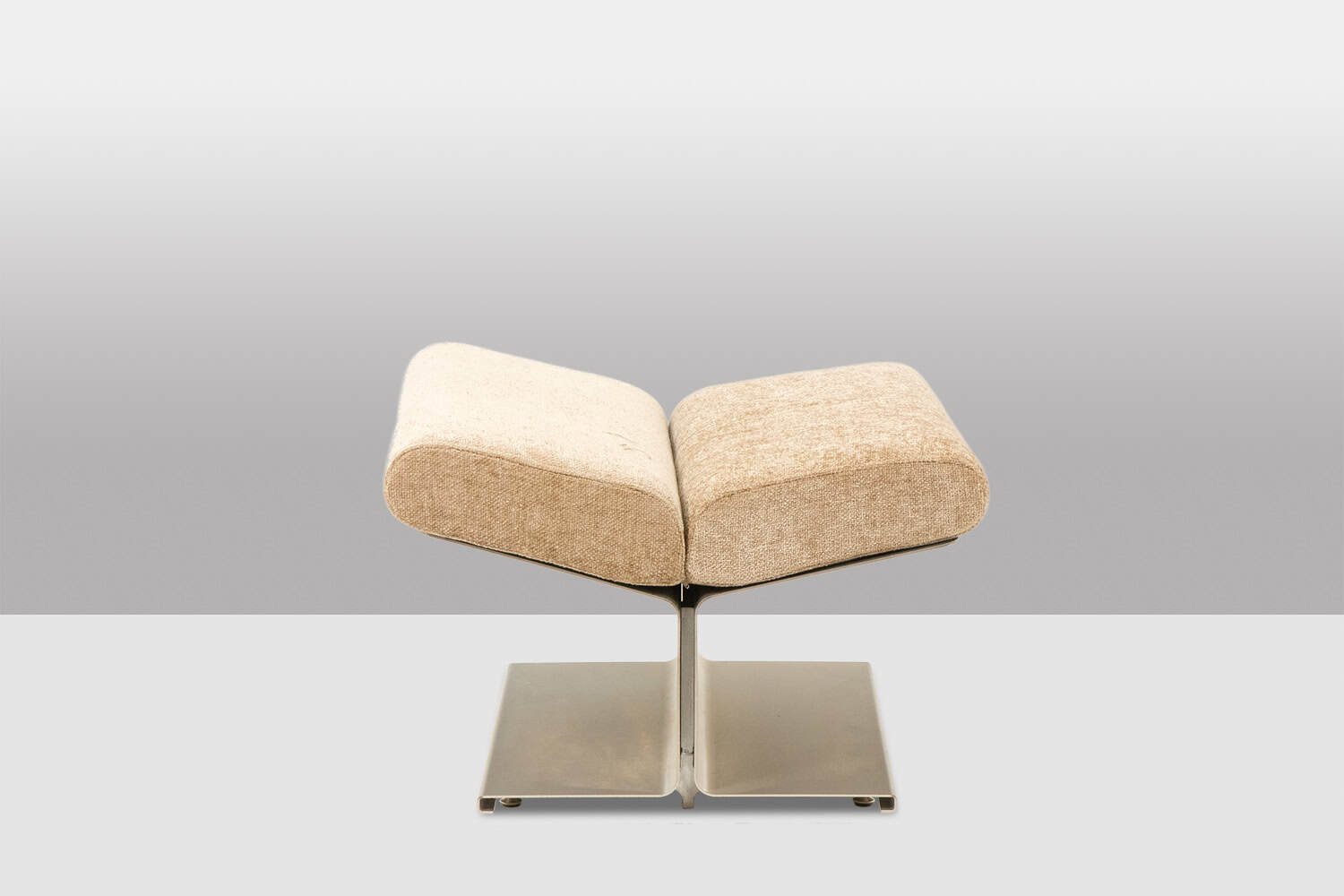 Paul Geoffroy for Uginox. Pair of brushed steel stools. Circa 1970. - Image 4