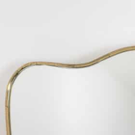 Gio Ponti Style Gilded Brass Mirror, 1980-90