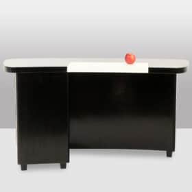 Art Deco Kidney-Shaped Desk in Black Lacquered Wood