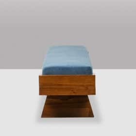 Contemporary Italian Ash and Ice Blue Mohair Bench