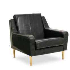 Airborne. Pair of green leather armchairs. 1950s. - Image 3