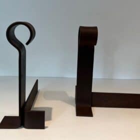 French Modernist Wrought Iron Andirons
