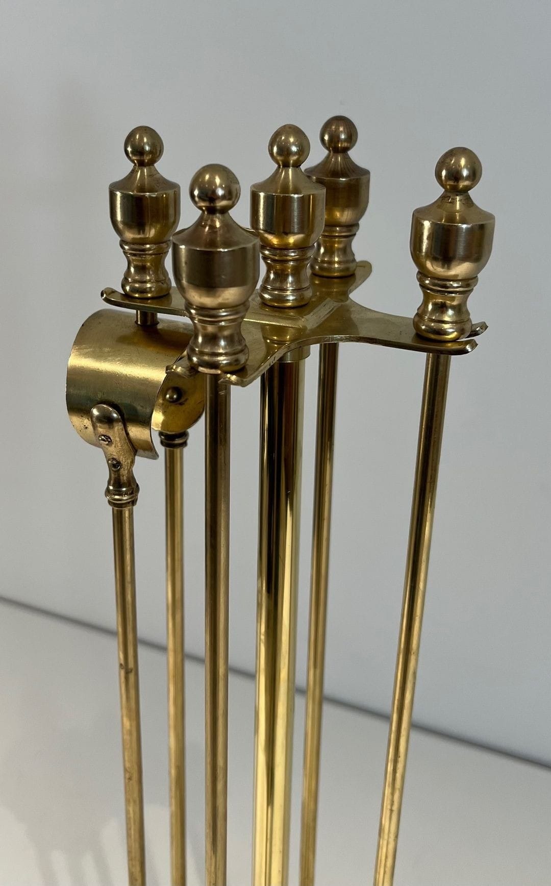 French Neoclassical Brass Fireplace Companion Set - Hooks with Tools - Styylish