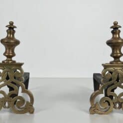 French Louis XV Style Bronze Andirons - Front View - Styylish