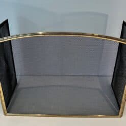 French Neoclassical Brass Fireplace Screen - Top and Front Half-Folded View - Styylish