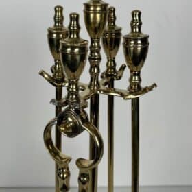 French Neoclassical Brass Fireplace Companion Set