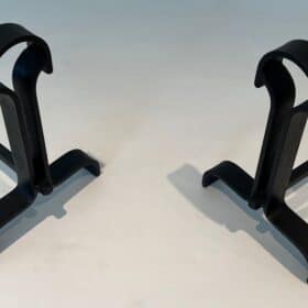 French Wrought Iron Andirons in Geometric Modernist Style