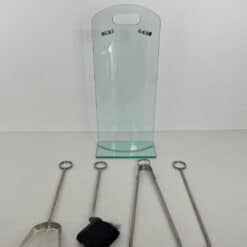 1970s French Tempered Glass Fireplace Companion Set - All Tools View Two - Styylish