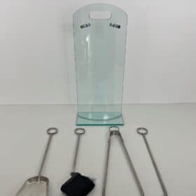 1970s French Tempered Glass Fireplace Companion Set