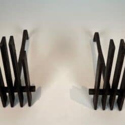 French Brutalist Steel Andirons, Mid-Century, 1950s - Image 4