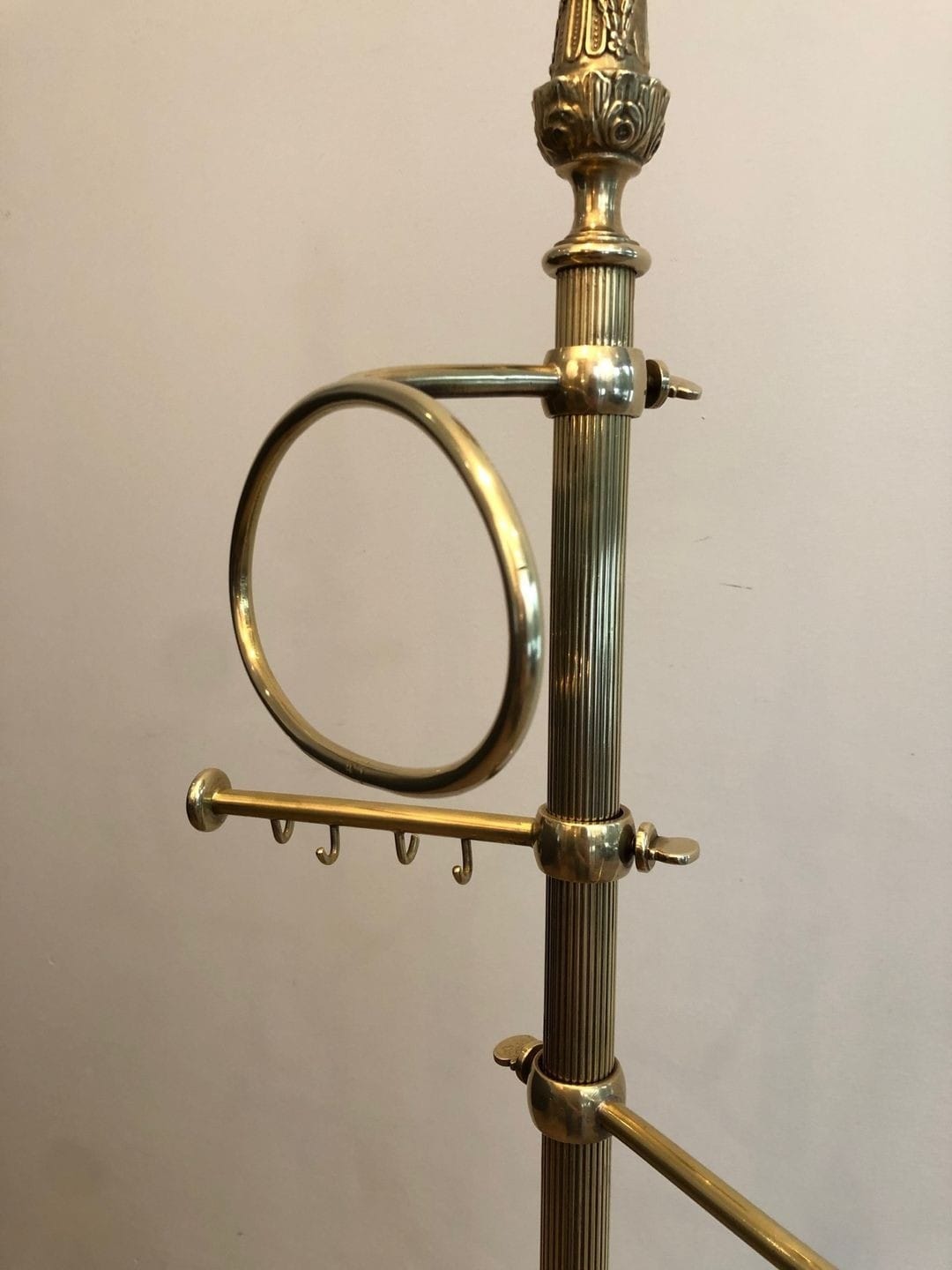 French Brass Towel Rack in Neoclassical Style - Hooks View - Styylish