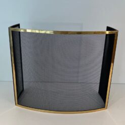 Curved French Brass Fireplace Screen - Front Folded View Two - Styylish