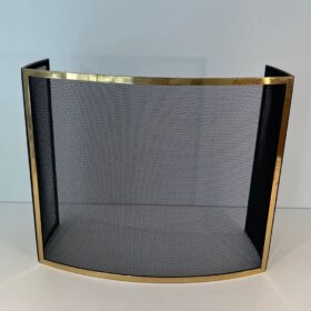 Curved French Brass Fireplace Screen