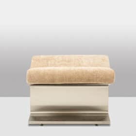 Paul Geoffroy for Uginox. Pair of brushed steel stools. Circa 1970.