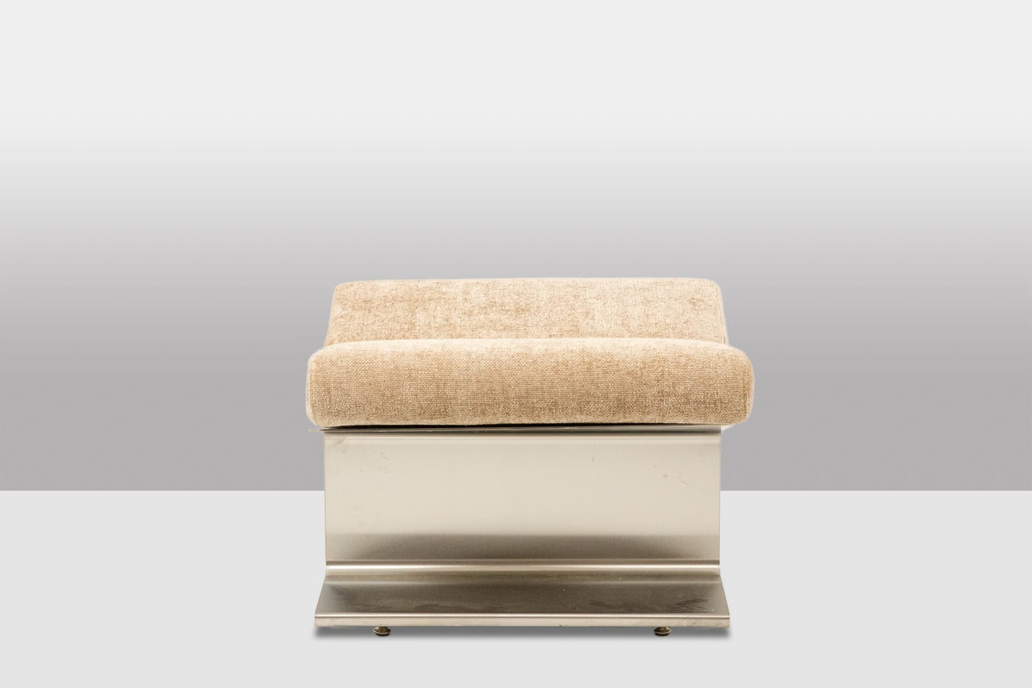 Paul Geoffroy for Uginox. Pair of brushed steel stools. Circa 1970. - Image 5