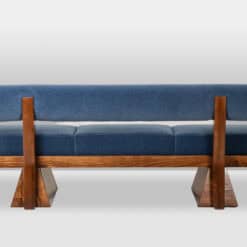 Contemporary 3-Seater Bench in Light Ash and Mohair Velvet - Back View - Styylish