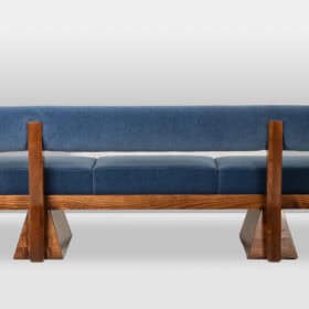 Contemporary 3-Seater Bench in Light Ash and Mohair Velvet