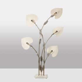Antonio Pavia Floor Lamp in Silver-Plated Brass and Silk,  1970s.
