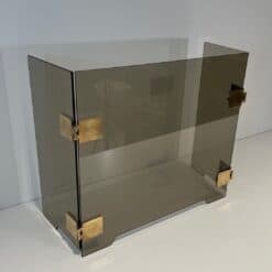 French Smoked Glass Fireplace Screen - Angled View - Styylish