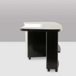 Art Deco Kidney-Shaped Desk in Black Lacquered Wood - Side View - Styylish