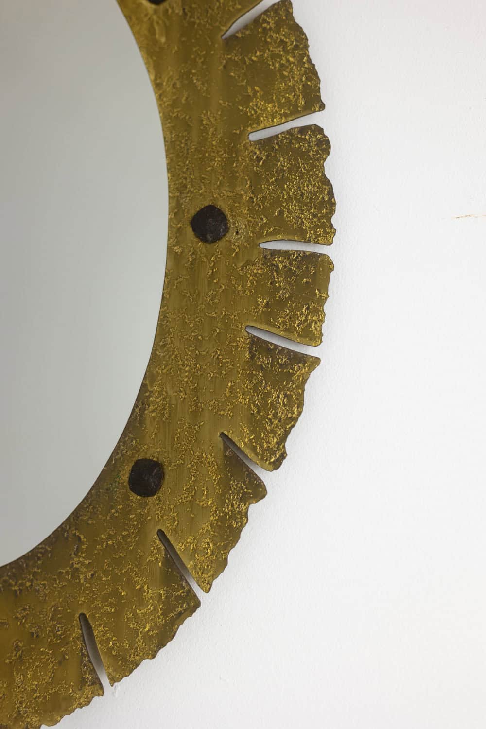 Vintage Gilded Brass Elliptical Mirror - Right Frame Detail - Styylish