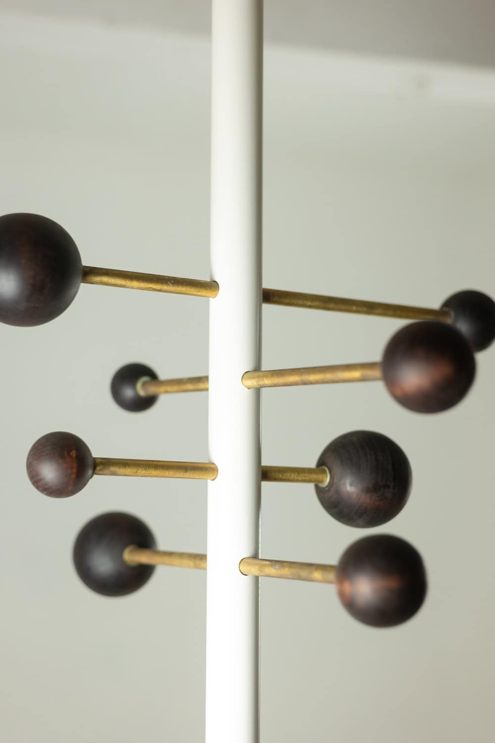 Adjustable-Height Coat Rack with Brass Hooks - Hook Detail Three - Stylish