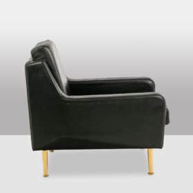 Airborne. Pair of green leather armchairs. 1950s.