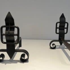 French Wrought Iron Andirons - Front and Rear View - Styylish