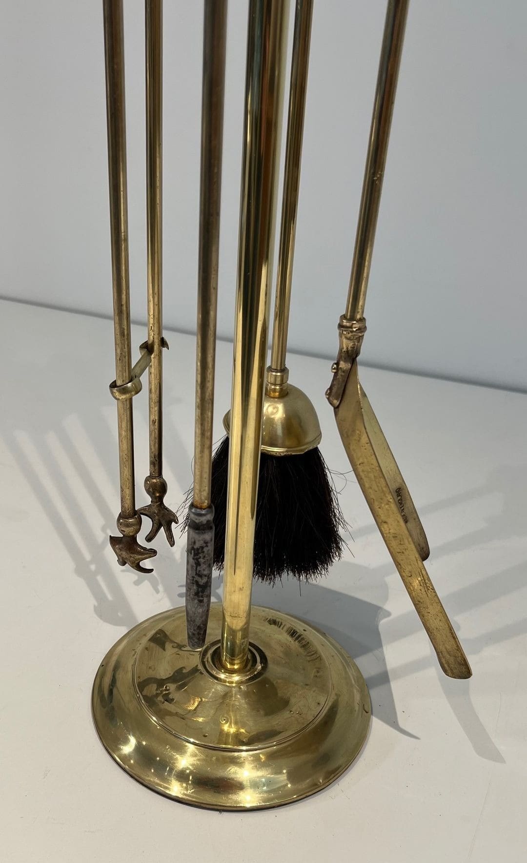 French Neoclassical Brass Fireplace Companion Set - Tools Hanging - Styylish