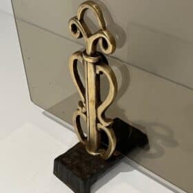 French Smoked Glass and Bronze Fireplace Screen