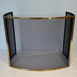 French Curved Brass Fireplace Screen - Folded View - Styylish
