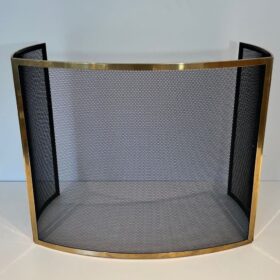 French Curved Brass Fireplace Screen