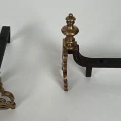 French Louis XV Style Bronze Andirons - Top and Side View - Styylish