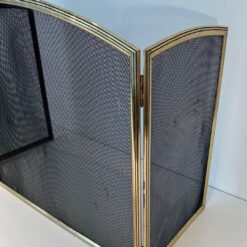 French Neoclassical Brass Fireplace Screen - Half-Folded Detail - Styylish